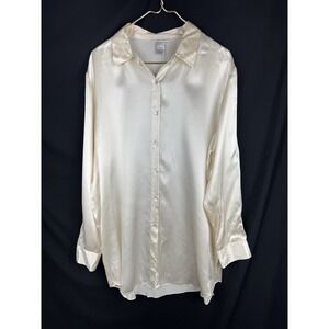 Jillian Jones Womens XL 100% Silk Blouse Cream Ivory Oversized Minimalist Luxe